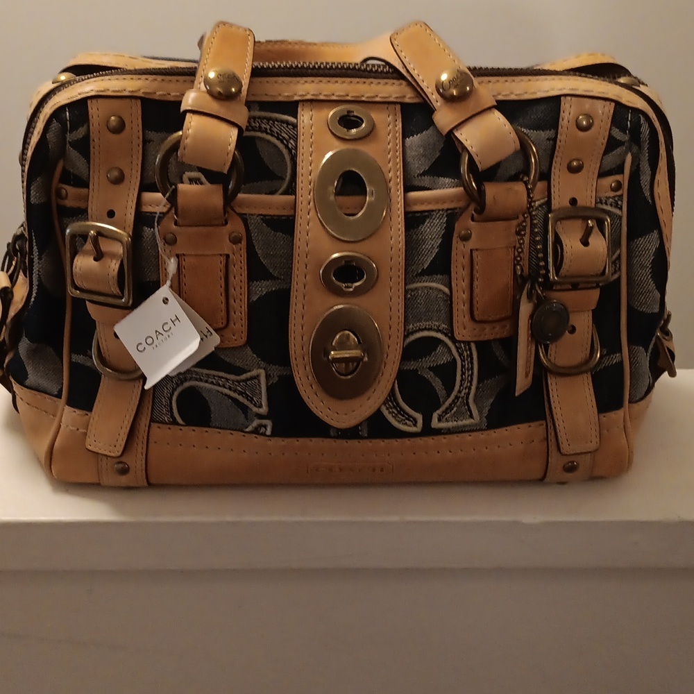 Denim &tan leather Coach Purse